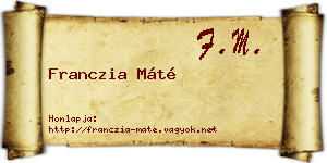 Franczia Máté névjegykártya